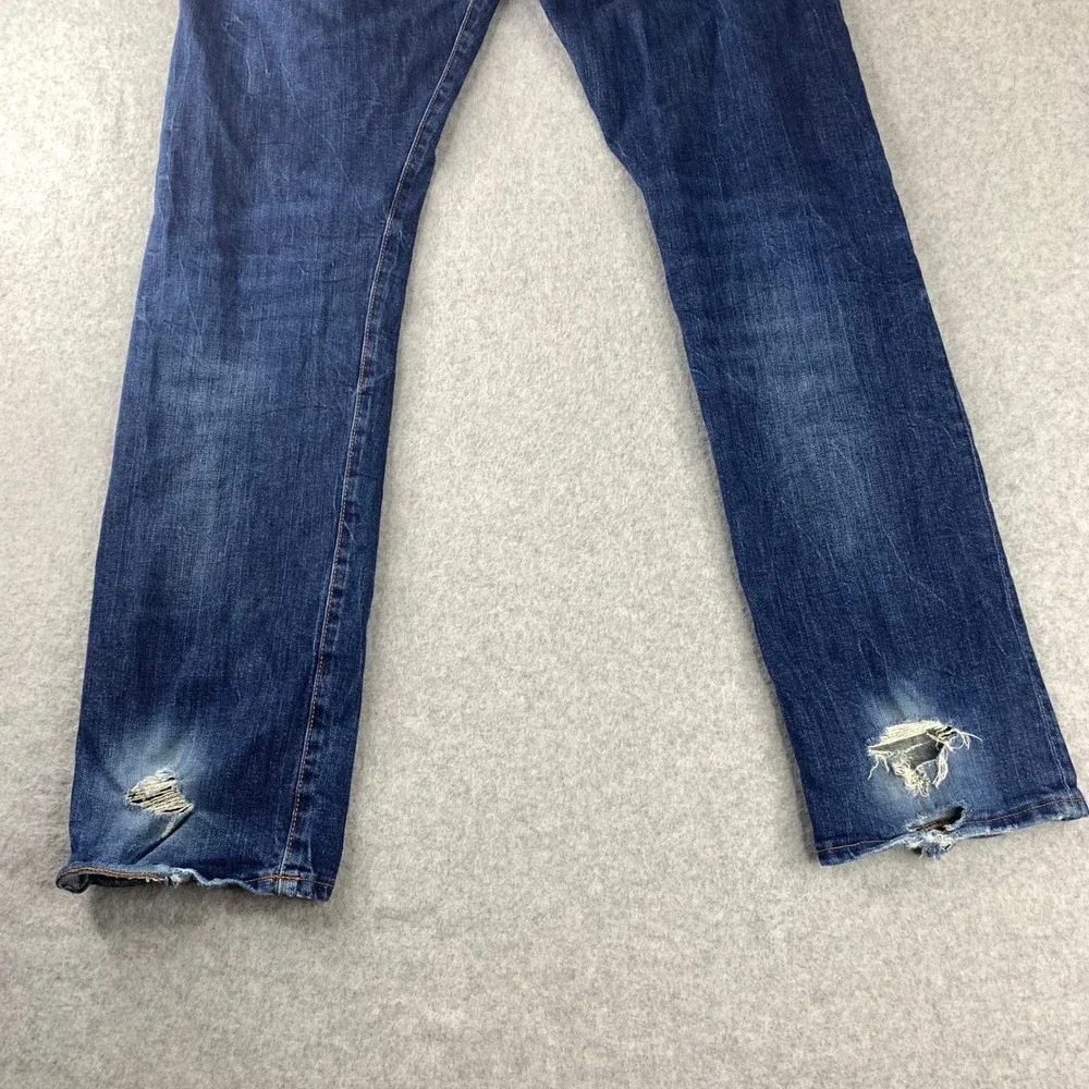 Polo Ralph Lauren Jeans Men 34x32 Blue Distressed Authentic Dungarees